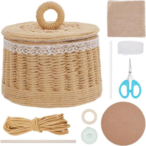 FREEBLOSS Woven Basket Kit Round Cardboard Woven Basket Kit DIY Woven Basket Set Macrame Cord Woven Basket Kit for Beginners Basket Weaving Supplies Basket Weaving Kits for Adults in Saudi Arabia