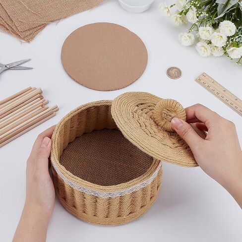 FREEBLOSS Woven Basket Kit Round Cardboard Woven Basket Kit DIY Woven Basket Set Macrame Cord Woven Basket Kit for Beginners Basket Weaving Supplies Basket Weaving Kits for Adults in Saudi Arabia