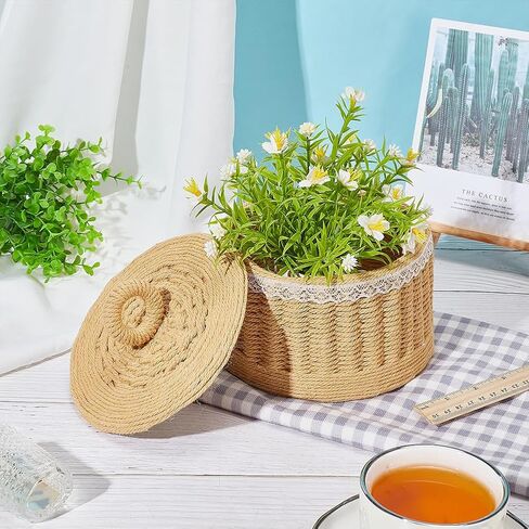 FREEBLOSS Woven Basket Kit Round Cardboard Woven Basket Kit DIY Woven Basket Set Macrame Cord Woven Basket Kit for Beginners Basket Weaving Supplies Basket Weaving Kits for Adults in Saudi Arabia