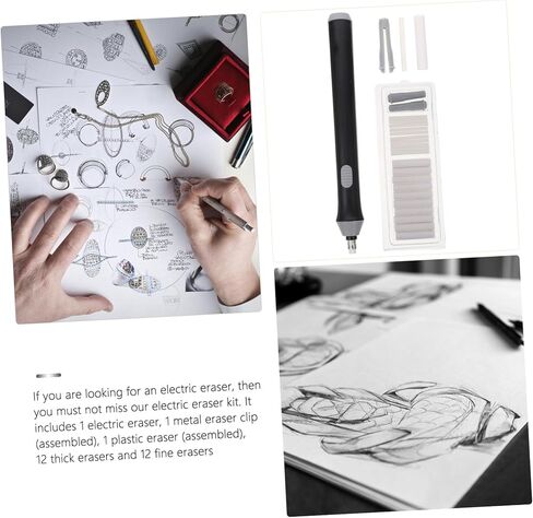 NOLITOY Electric Eraser for School Sketching Material Auto Drawing Correction Tool Lightweight Portable Electric Eraser for Artists Art Supply in Black in Saudi Arabia