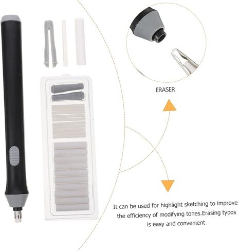 NOLITOY Electric Eraser for School Sketching Material Auto Drawing Correction Tool Lightweight Portable Electric Eraser for Artists Art Supply in Black in Saudi Arabia