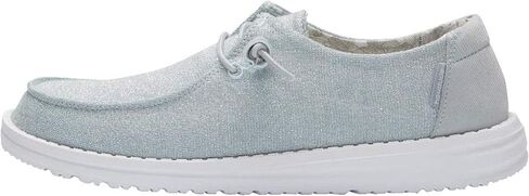 HEYDUDE Women’s Wendy Metallic Sparkle Slip-On Shoes, Black/White, Size 10 in Saudi Arabia