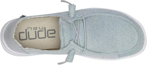 HEYDUDE Women’s Wendy Metallic Sparkle Slip-On Shoes, Black/White, Size 10 in Saudi Arabia