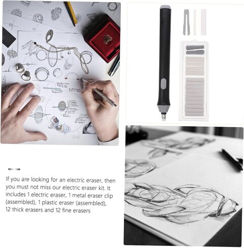 GALPADA Electric Eraser for Artists Lightweight Auto Drawing Modification Tool Precision Erasing for Sketching Drafting Students and Professionals Black Without Battery in Saudi Arabia