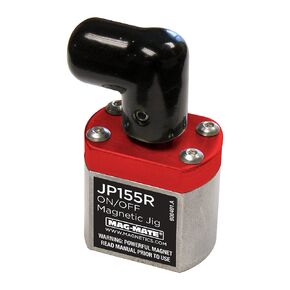 MAG-MATE JP155R مغناطيس تشغيل/إيقاف JIG & Fixture، مغناطيس غير ذو حواف، مغناطيس أرضي نادر بسعة حمل 155 رطل، 2.18 بوصة ارتفاع × 1.25 بوصة عرض × 1.57 بوصة طول، فضي/أحمر