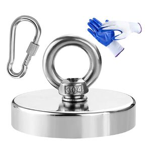 Magnet Fishing Strong Magnets Kit Heavy Duty 500 lbs Pulling Diameter 2.36 inch Comes with Gloves Carabiner for Retrieving in River