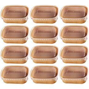 Abaodam Disposable Food Holders Meal Prep Container 20Pcs Paper Charcuterie Boxes with Clear Lids Food Containers Lidded Food Packaging Boxes Food Takeaway Boxes(500ml) Rice Container