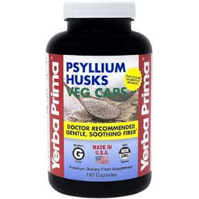 Yerba Prima Fiber Psyllium Husks - 180 Veg Caps