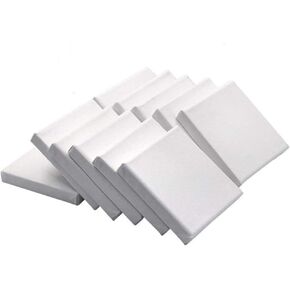 10 Pack Mini Canvas Panels 4" x 4", 100% Cotton White Blank Mini Small Stretched Canvas Boards for Painting Craft Drawing Small Acrylics Canvas Art Board Acrylic Oil Paint DIY Kids Children Adults