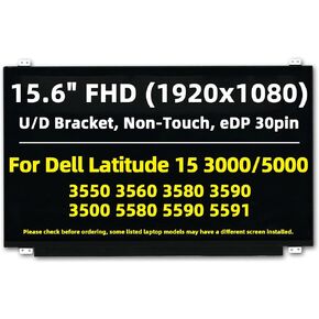 AIVIBRANT Replacement Screen for Dell Latitude 3000 5000 15 FHD 1920x1080, IPS 30Pin, w/Bracket, Non-Touch 15.6'' LED LCD Display Panel for 3550 3560 3580 3590 3500 5580 5590 5591