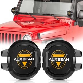 Auxbeam 4 Inch Amber Round LED Driving Light, 2Pcs 90W 9000LM Yellow Fog Pods Light Bar Off-Road Flood Work Energy-Efficient Lights With DT Plug Wiring Harness Kit for Truck Jeep Pickup ATV UTV SUV MC