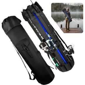 MXiiXM Fishing Rod Bag, Fishing Pole Carrier Case Bag, Durable Oxford Fabric Fishing Bag for Men Fishing Gifts, Portable Fishing Gear and Equipment (Black)
