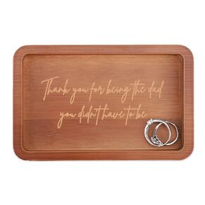 Customize Stepdad Gifts from Stepdaughter Stepson, Engraved Wood Tray, Stepfather Christmas Birthday Gifts, Thank You for Being the Dad You Didn't Have to Be, Men's Ring Holder for Jewelry