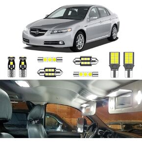 LIGHSTA 12PCS Super Bright White LED Interior Light Kit Package for Acura TL 2004 2005 2006 2007 2008 + License Plate Lights and Install Tool