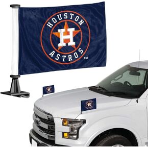 FANMATS 61844 Houston Astros Ambassador Car Flags - 2 Pack Mini Auto Flags, 4in X 6in, Perfect for Hood or Trunk