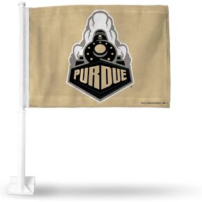 Rico Industries NCAA Purdue Boilermakers Train Double Sided Double Sided Car Flag - 16" x 19" - Strong Pole That Hooks onto Car/Truck/Automobile