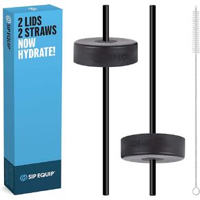 Sip Equip Wide Mouth Straw Lids (2 Pack), Compatible with Hydro Flask, Simple Modern, Hydro Cell, Thermoflask, Takeya, Vmini and Iron Flask, 2 Lids, 2 Straws and 1 Straw Brush