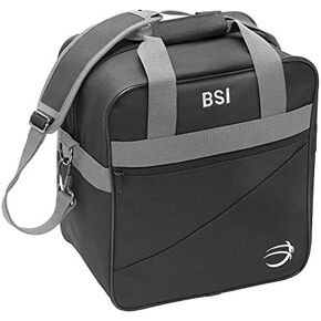 BSI Solar Bowling Carry Bag that Holds One Bowling Ball and has Interior Shoe Pockets that Hold Up to Size 13 Shoes- Black