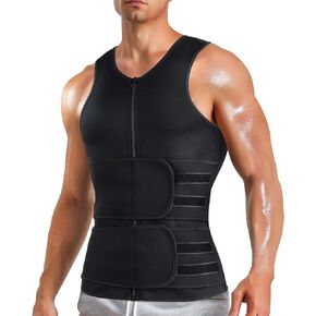 MOLUTAN Sauna Vest for Men with Waist Trainer Zipper Neoprene Sauna Sweat Suit Tank Top Workout Waist Trimmer Vest