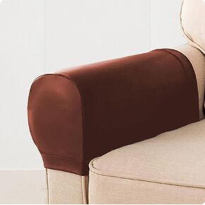 Set of 2 PU Leather Sofa Armrest Cover Anti-Slip Waterproof Furniture Armrest Protector Armchair Slipcovers for Recliner Sofa Chairs (-Black)