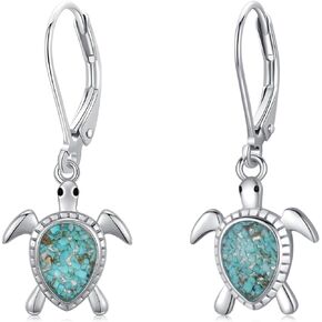 Turtle Earrings 925 Sterling Silver Sea Turtle Earrings Turquoise Animal Ocean Jewelry Gifts for Women Girls