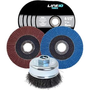 أدوات LINE10، مجموعة ملحقات جلاخة زاوية مقاس 4-1/2 بوصة، وفرشاة سلكية، وأقراص طحن، وعجلات قطع in Kuwait