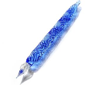 Loliz Number72 Glass Dip Pen, Handmade Glass Signature Pen Artist Ink Pen Vintage Dip Ink Pen Crystal Writing Gift Pen (Blue)