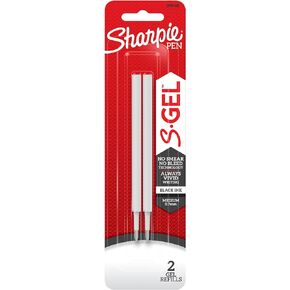 Sharpie® S-Gel Pen Refills, Medium Point, 0.7 mm, Black Ink, Pack of 2 Refills