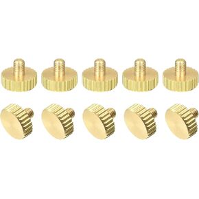 uxcell 4Pcs Brass Knurled Thumb Screws, M3x10mm Flat Grip Bolt Knobs Fasteners for Electronic, Mechanical