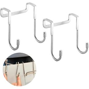 Rukinovi 2pcs Over Cabinet Hook, Multi-Use Cabinet Doors Double s Hooks for Hanging, Drawer, Closet,Kitchenware,Wardrobe Door, Bags,Towels and Key,Silver Cabinet Hooks for Hanging (A-Silver)