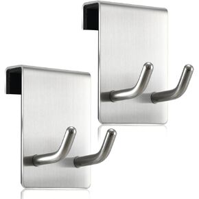Shower Door Towel Hook Extended Length, No Drilling & Adhesive Needed Stainless Steel Bathroom Hangers for Frameless Shower Stall Wall
