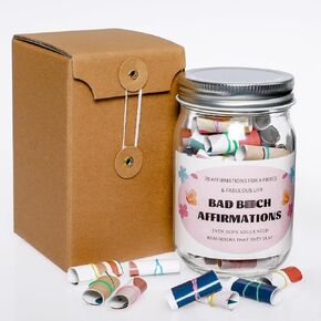 70 Positive Messages in a Jar Funny Affirmation Jar Positive Quotes Jar Positive Messages in a jar Decorative Jars for Women BFF Unique Birthday Gift Wife Sister Friends (Bad*ss)