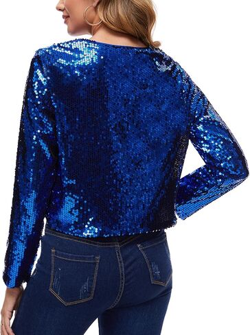 MINTLIMIT Women's Sequin Shrug Bolero Long Sleeve Open Front Party Sparkly Cropped Cardigan Glitter Shiny Jackets in Kuwait