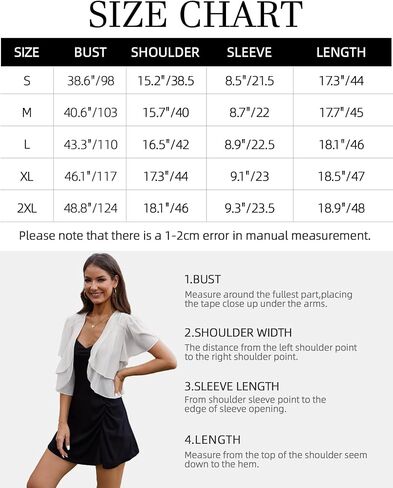 Tanou Women's Ruffle Chiffon Shrug Short Sleeve Open Front Sheer Bolero Cardigan for Evening Dress in Saudi Arabia