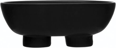 Creative Co-Op Stoneware Footed Bowl, 12" L x 8" W x 5" H, Black in Saudi Arabia