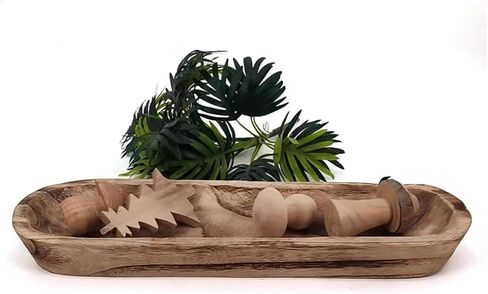HumbleCraft Wood Dough Bowl Hand-carved Wooden Trays for Decor - Natural Wood, Decorative Bowls for Home Decor, Dining & Living Room for Decoration in Saudi Arabia