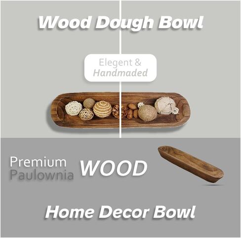 HumbleCraft Wood Dough Bowl Hand-carved Wooden Trays for Decor - Natural Wood, Decorative Bowls for Home Decor, Dining & Living Room for Decoration in Saudi Arabia