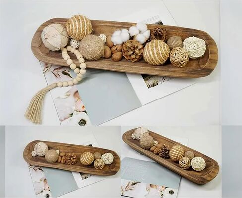 HumbleCraft Wood Dough Bowl Hand-carved Wooden Trays for Decor - Natural Wood, Decorative Bowls for Home Decor, Dining & Living Room for Decoration in Saudi Arabia