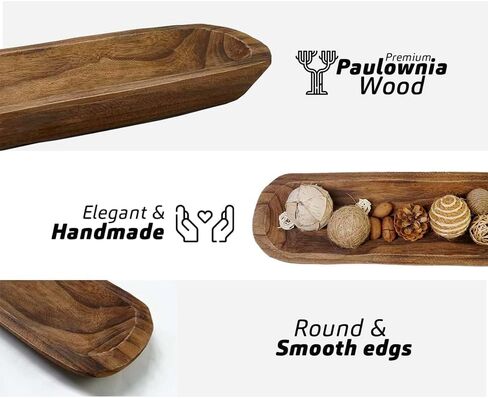 HumbleCraft Wood Dough Bowl Hand-carved Wooden Trays for Decor - Natural Wood, Decorative Bowls for Home Decor, Dining & Living Room for Decoration in Saudi Arabia