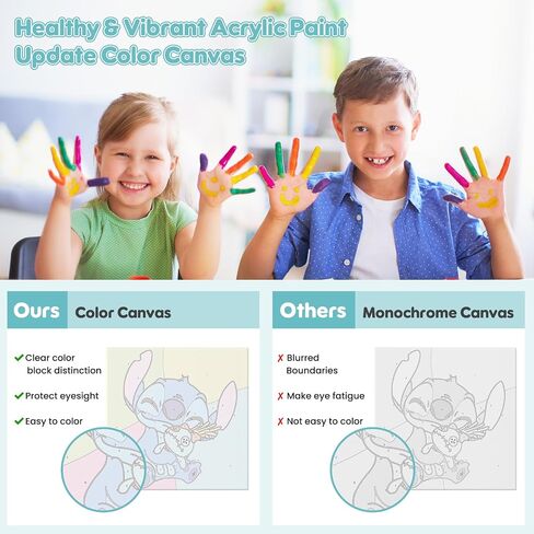 4 Pack Paint by Numbers for Kids Beginners - Framed Canvas Cartoon Painting by Numbers for Kids Ages 5-8-12, Easy Paint by Numbers Kit Crafts for Kids Paint by Number Kits for Wall Decor(8X8inch) in Saudi Arabia