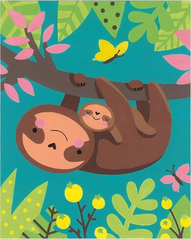 Paintworks Sloth Family Paint by Number Kit, Finished Size 8" x 10", White 11 Piece in Saudi Arabia