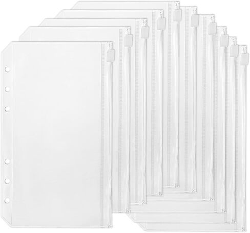 Teaaha 15PCS 6 Holes A6 Binder Pockets, A6 Zipper Envelopes, A6 Budget Binder Inserts A6 Binder Envelopes, Waterproof PVC Pouch Document Filing Bags for Organizing Invoices, Receipts, Cash, Cards in Saudi Arabia