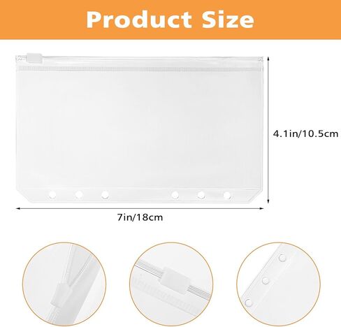 Teaaha 15PCS 6 Holes A6 Binder Pockets, A6 Zipper Envelopes, A6 Budget Binder Inserts A6 Binder Envelopes, Waterproof PVC Pouch Document Filing Bags for Organizing Invoices, Receipts, Cash, Cards in Saudi Arabia