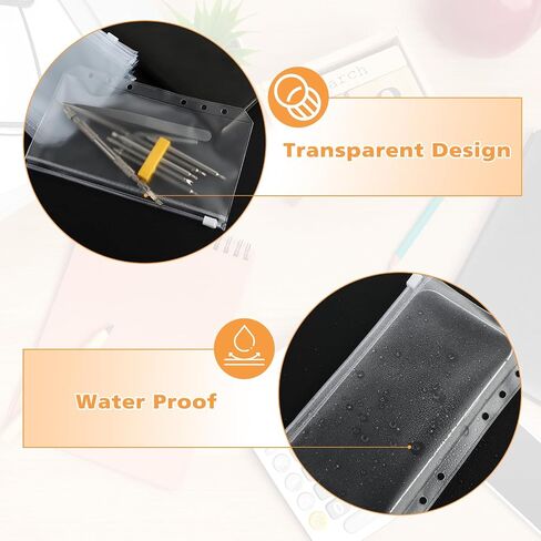 Teaaha 15PCS 6 Holes A6 Binder Pockets, A6 Zipper Envelopes, A6 Budget Binder Inserts A6 Binder Envelopes, Waterproof PVC Pouch Document Filing Bags for Organizing Invoices, Receipts, Cash, Cards in Saudi Arabia