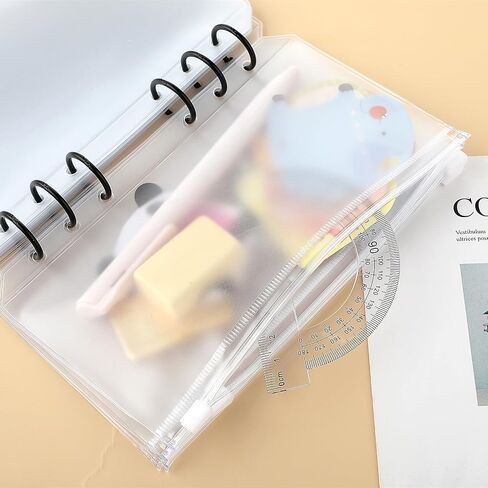 Teaaha 15PCS 6 Holes A6 Binder Pockets, A6 Zipper Envelopes, A6 Budget Binder Inserts A6 Binder Envelopes, Waterproof PVC Pouch Document Filing Bags for Organizing Invoices, Receipts, Cash, Cards in Saudi Arabia