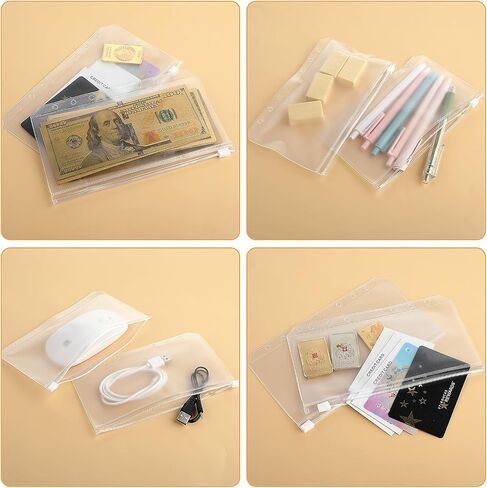 Teaaha 15PCS 6 Holes A6 Binder Pockets, A6 Zipper Envelopes, A6 Budget Binder Inserts A6 Binder Envelopes, Waterproof PVC Pouch Document Filing Bags for Organizing Invoices, Receipts, Cash, Cards in Saudi Arabia