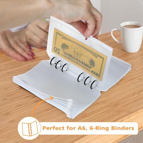 Teaaha 15PCS 6 Holes A6 Binder Pockets, A6 Zipper Envelopes, A6 Budget Binder Inserts A6 Binder Envelopes, Waterproof PVC Pouch Document Filing Bags for Organizing Invoices, Receipts, Cash, Cards in Saudi Arabia