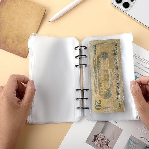 Teaaha 15PCS 6 Holes A6 Binder Pockets, A6 Zipper Envelopes, A6 Budget Binder Inserts A6 Binder Envelopes, Waterproof PVC Pouch Document Filing Bags for Organizing Invoices, Receipts, Cash, Cards in Saudi Arabia