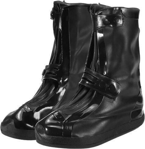 PATIKIL M Silicone Rain Shoes Cover, 1 Pair Waterproof Non-Slip Reusable Overshoes Rain Galoshes Snow Boot Protector for Women Rainy Outdoor, Black in Saudi Arabia