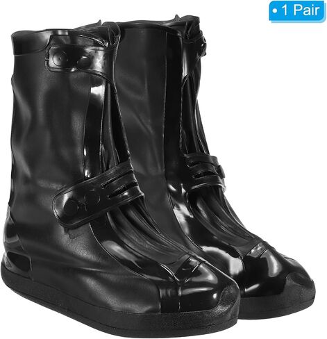PATIKIL M Silicone Rain Shoes Cover, 1 Pair Waterproof Non-Slip Reusable Overshoes Rain Galoshes Snow Boot Protector for Women Rainy Outdoor, Black in Saudi Arabia